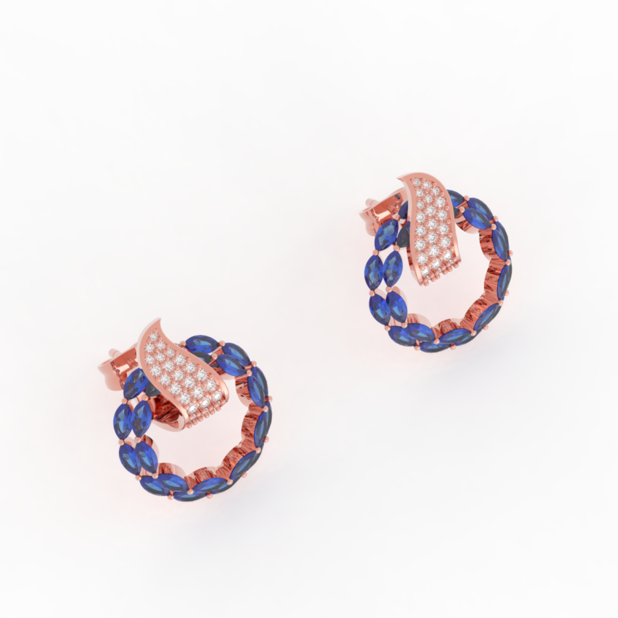 Sterlyn Blue Stone Unique Stud Earrings, Hallmarked 925 Sterling Silver